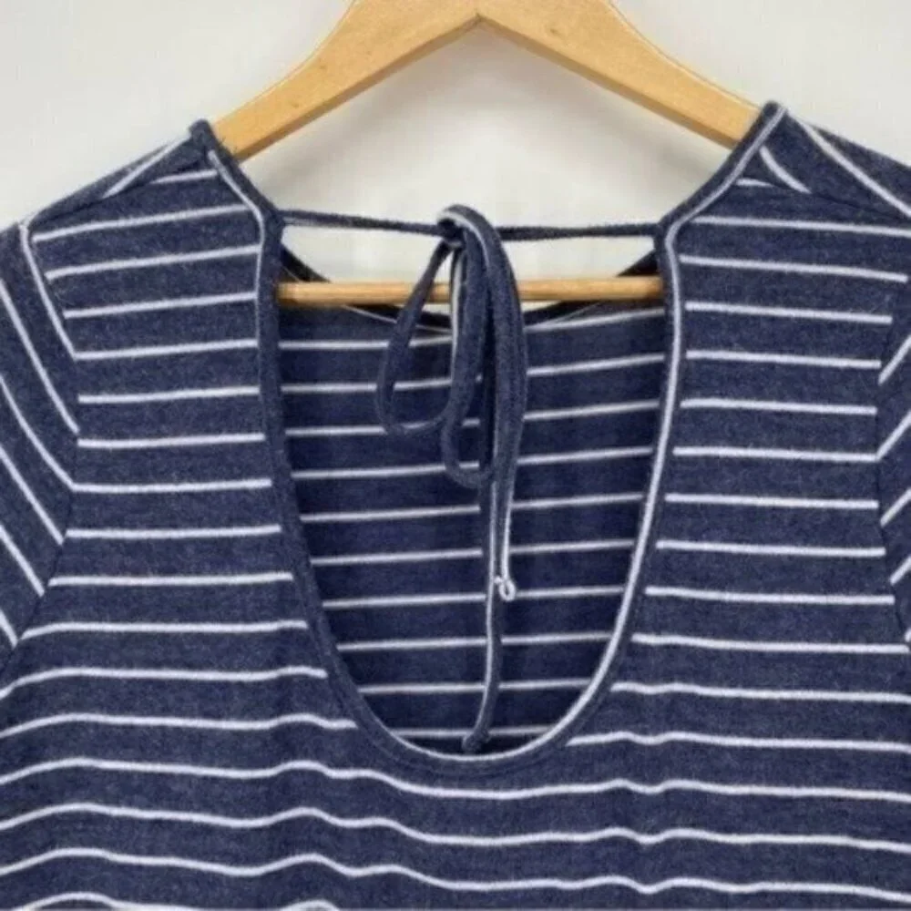 Modcloth Peplum Top Blue White Striped Knit - Picture 11 of 11